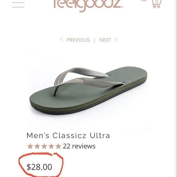 Men’s Classicz Ultra Flip Flops by Feelgoodz - Sz 13 - from Vegan Materi… - Picture 5 of 6
